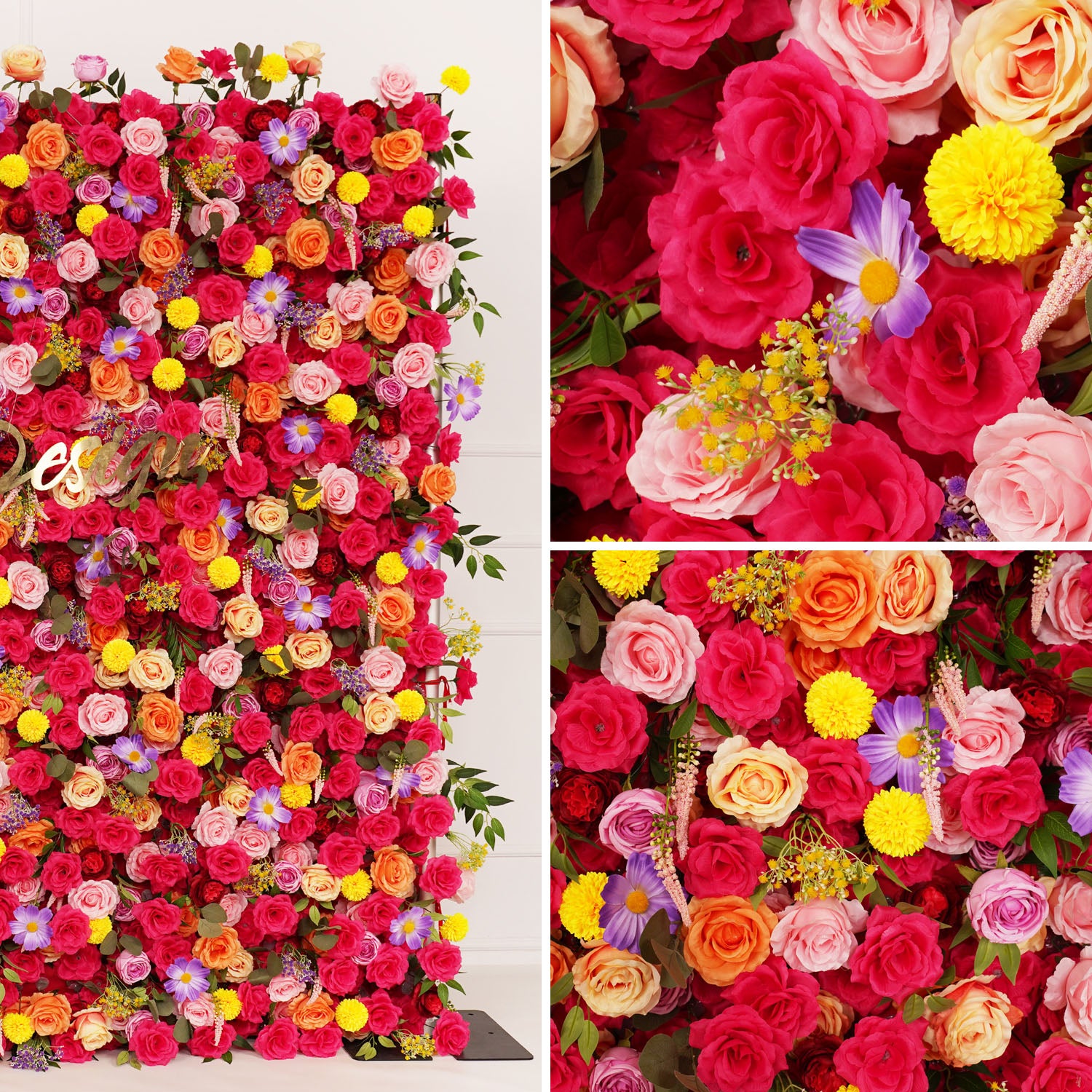 Artificial Colorful Wedding Flower Wall Decor